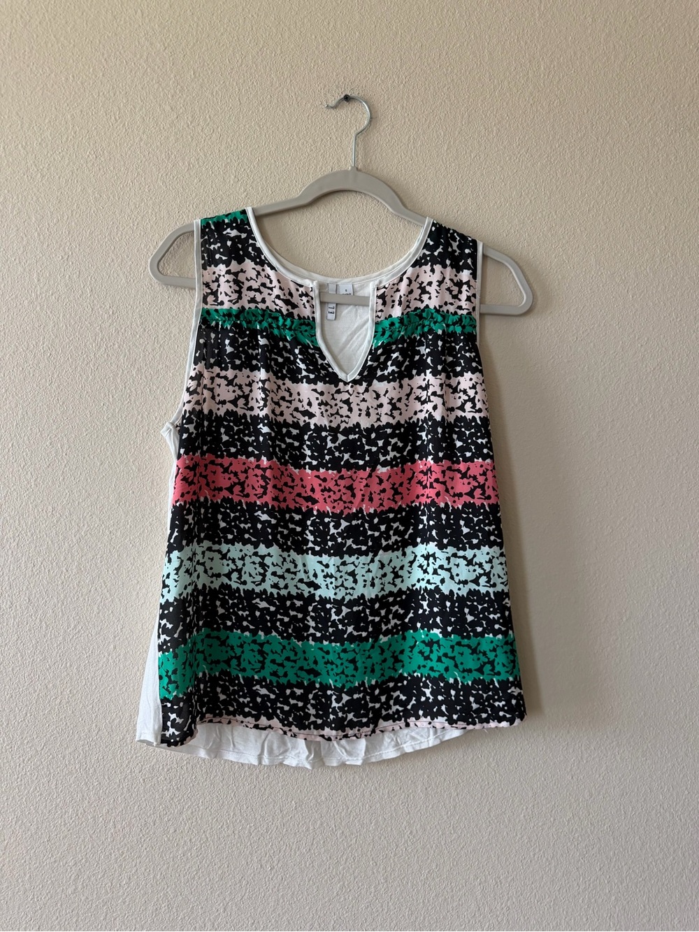 Elle Striped Keyhole Tank Top — Black, Pink, Mint & Green